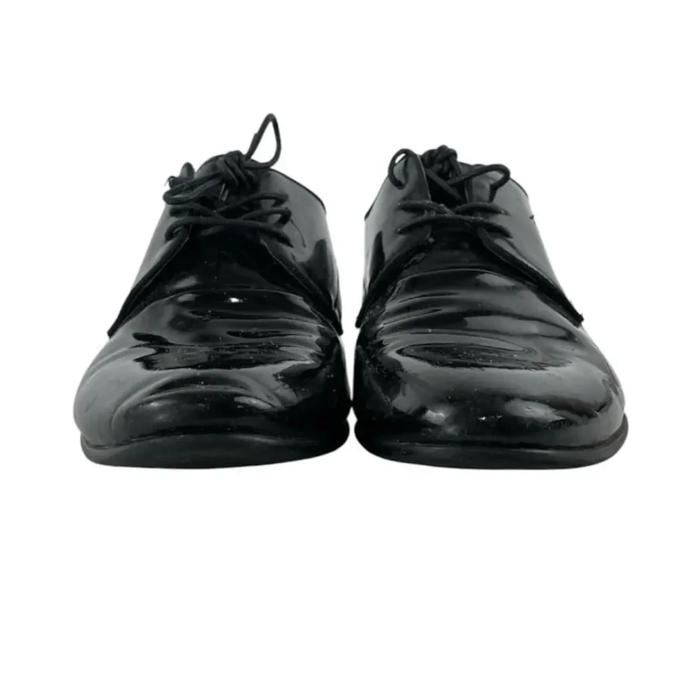 Aldo Men's Black Patent Leather Flat Heel Lace Up Derby Dress Shoes Size 10.5